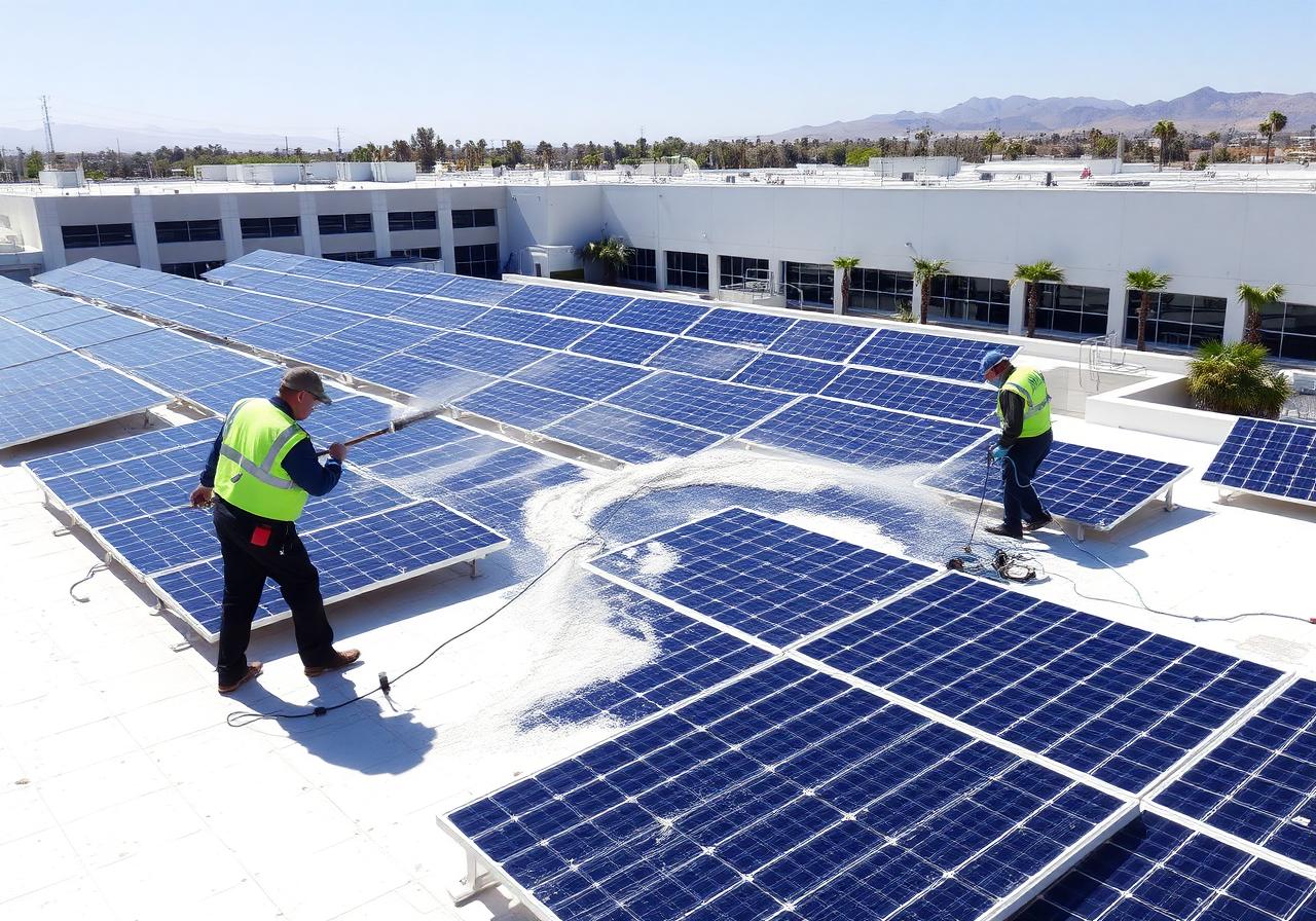 Commercial solar panel cleaning