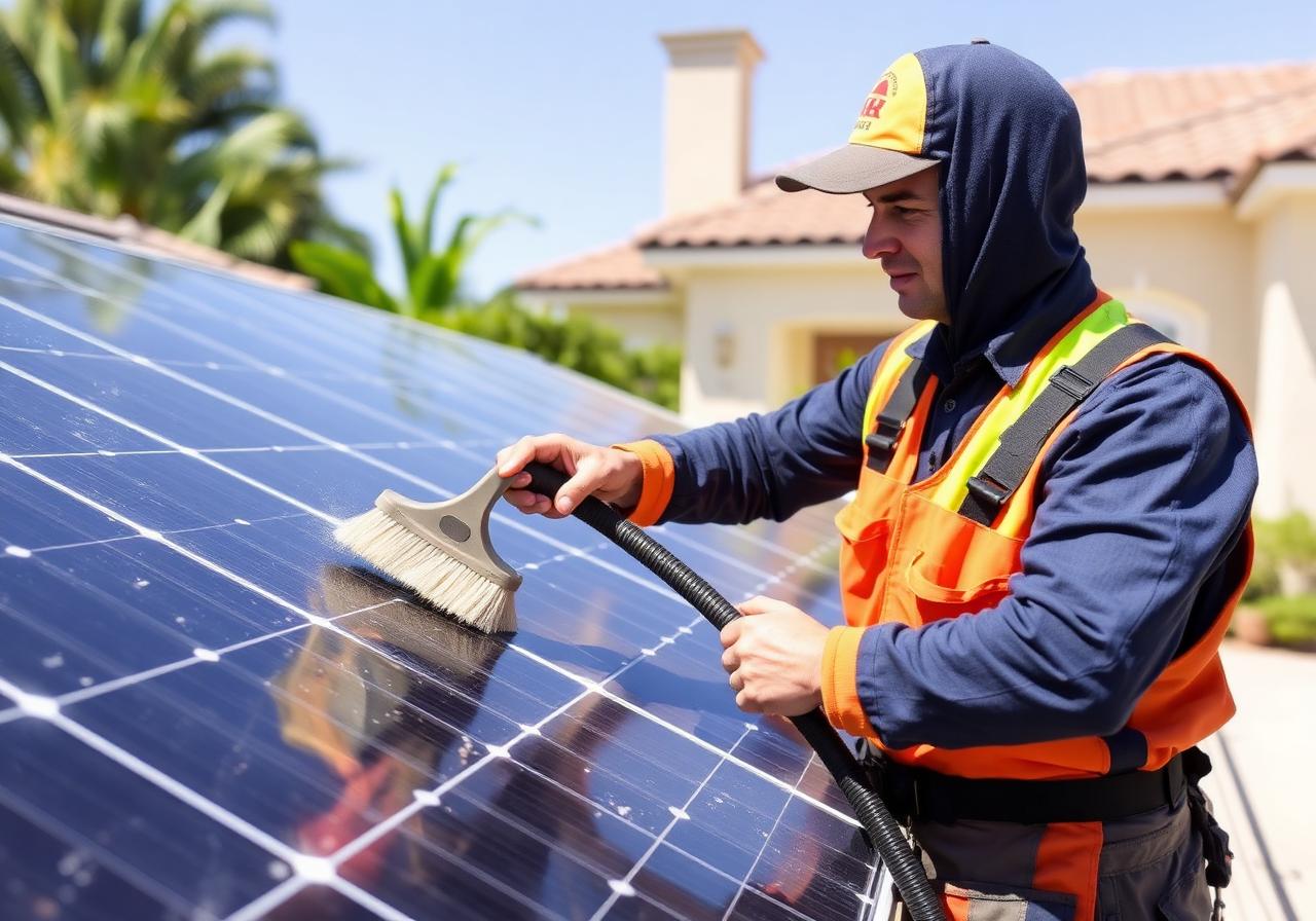 Residential solar panel cleaning